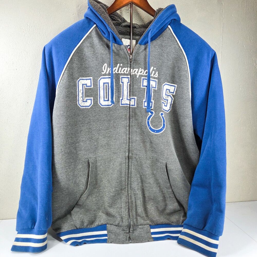Vintage Y2K Indianapolis Colts NFL Team Apparel Sherpa Lined Full Zip Hoodie Sz